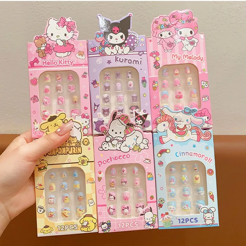Cute Removable Kids Nail Stickers for Girls – Sweet Playful Nail Art Decals, Adhesive Fake Nails for Children, Fun Press-On Nail Clips with Cartoon Designs, Easy Peel-Off Nail Accessories for Toddlers